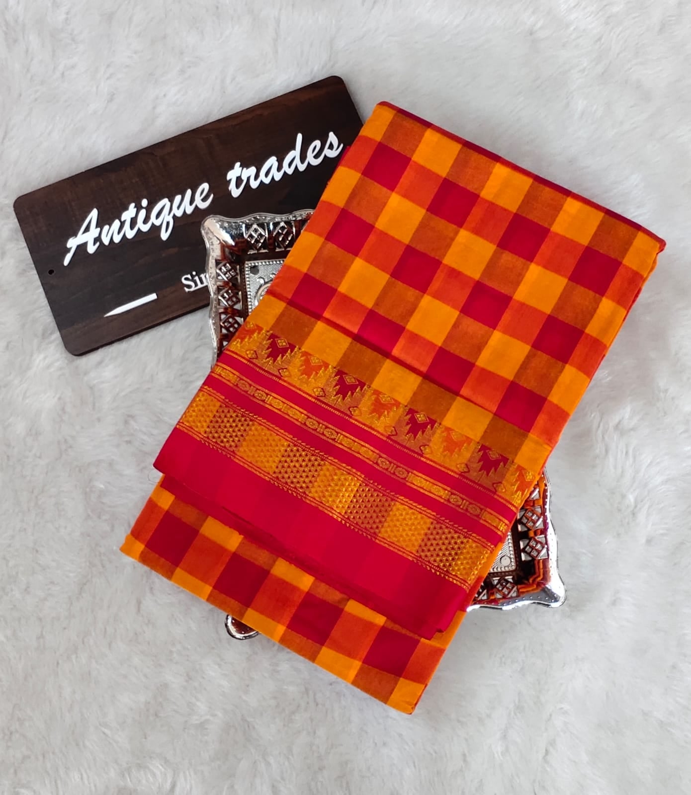 Checked ilkal silk cotton saree