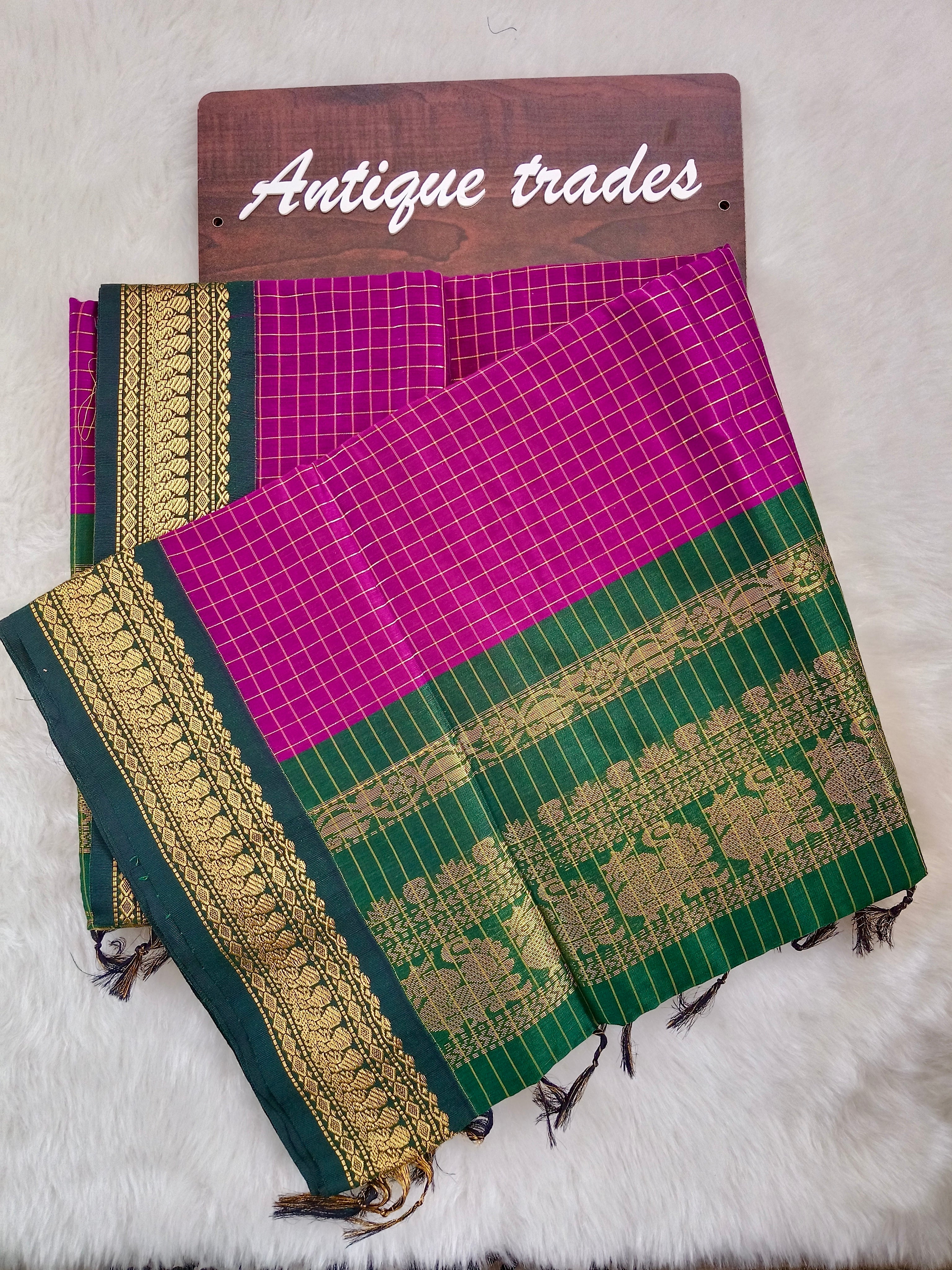 Checked kalyani silk cotton saree