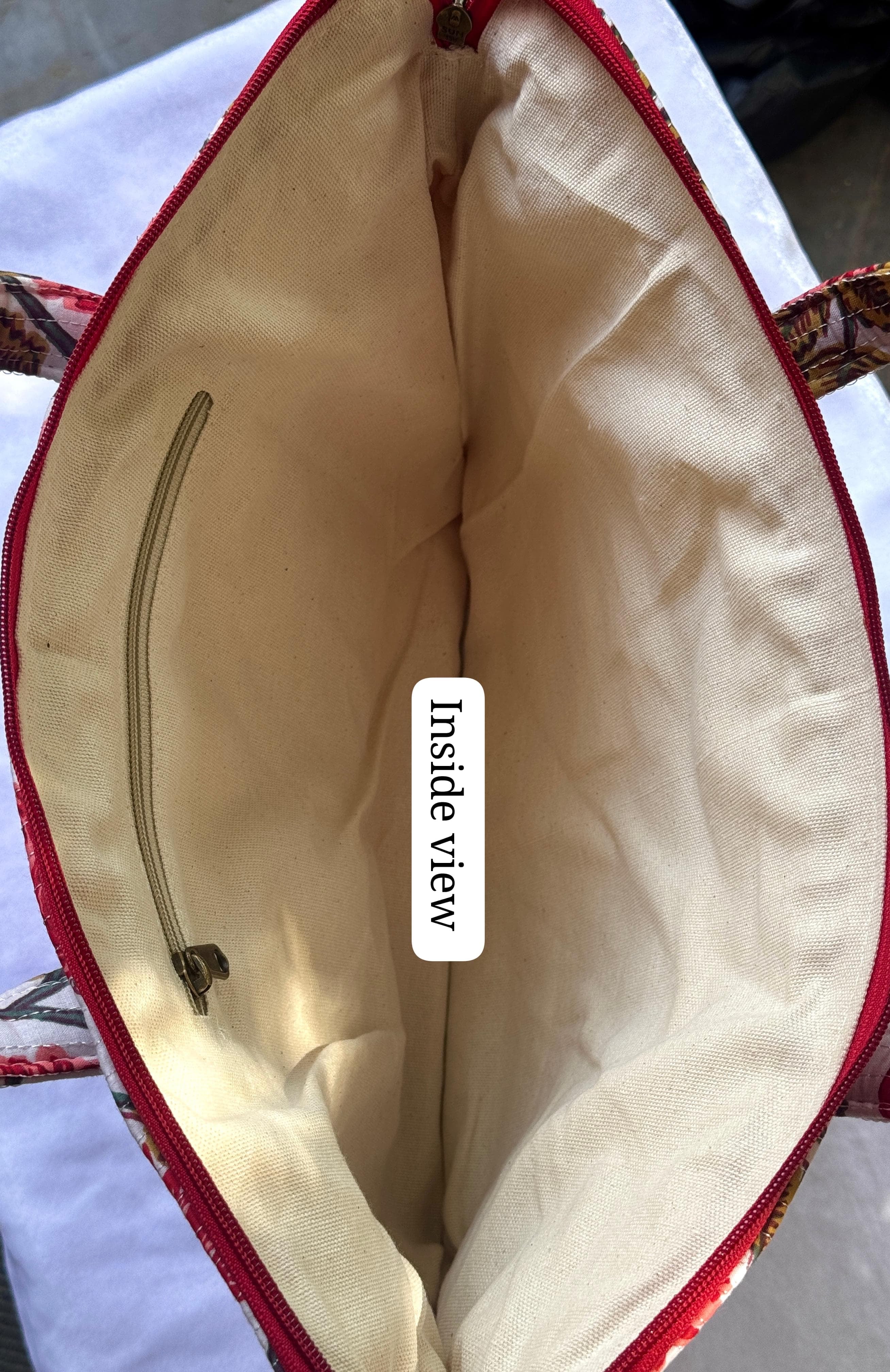 Quilted hand printed laptop bag