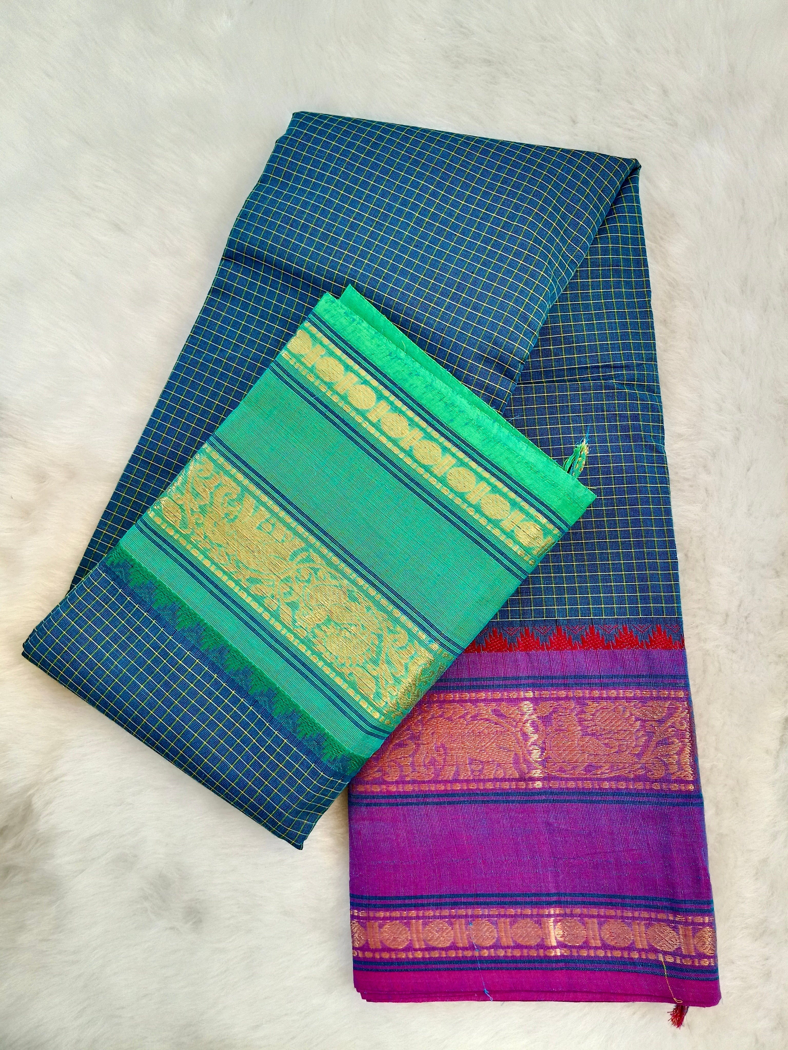 Checked chettinad cotton saree