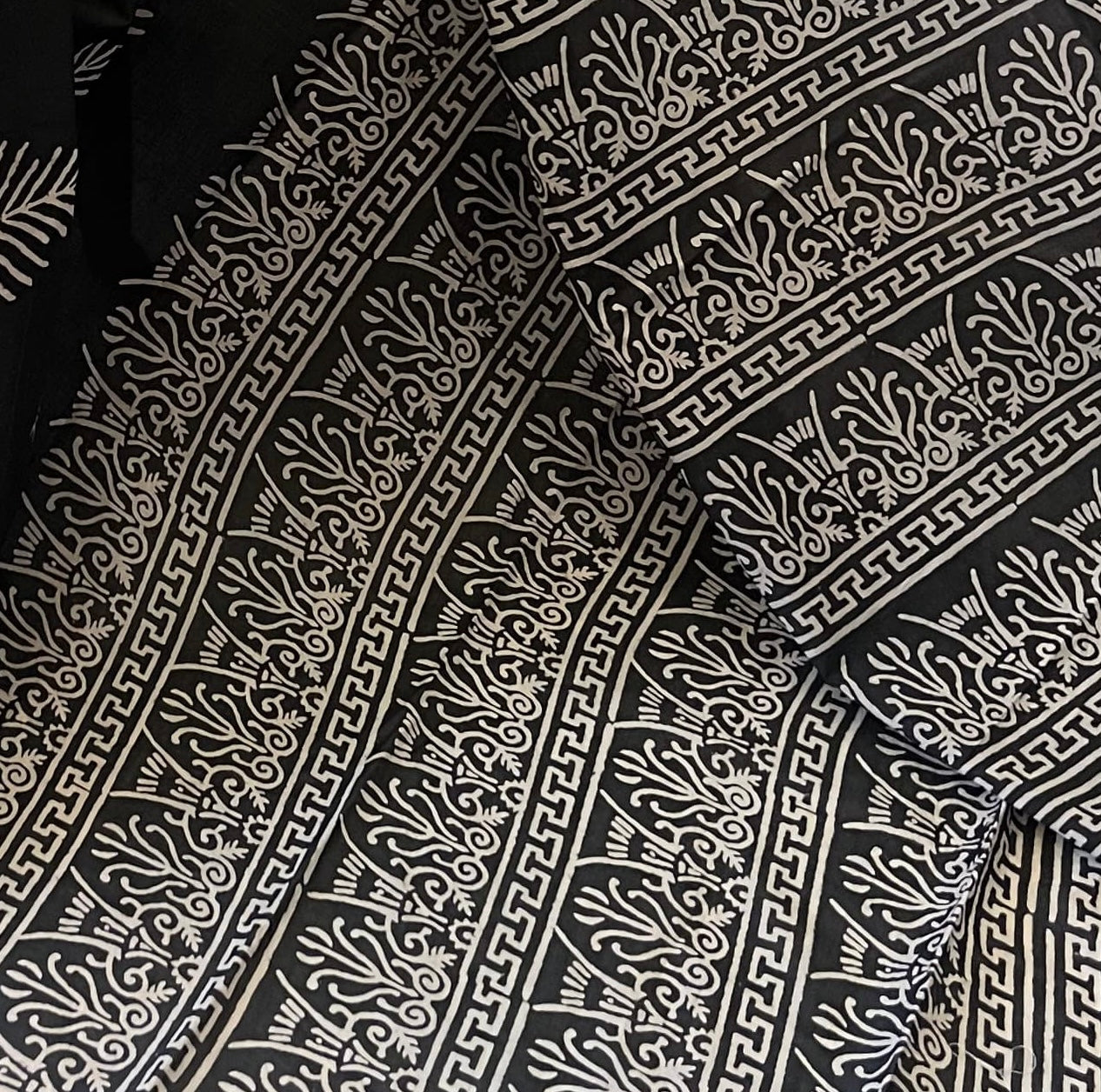 Hand printed mul mul cotton saree