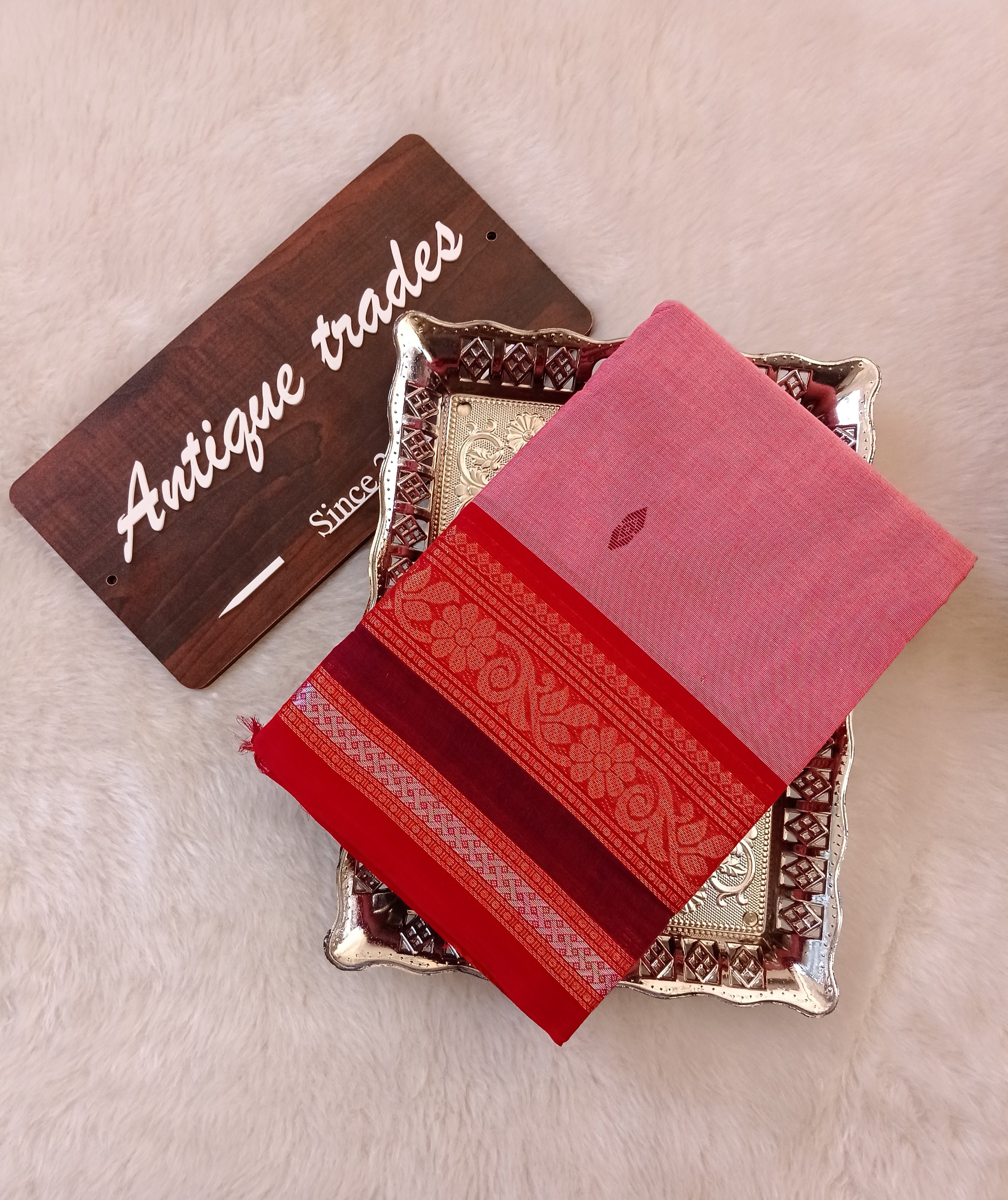 Dual tone zari Chettinad cotton saree