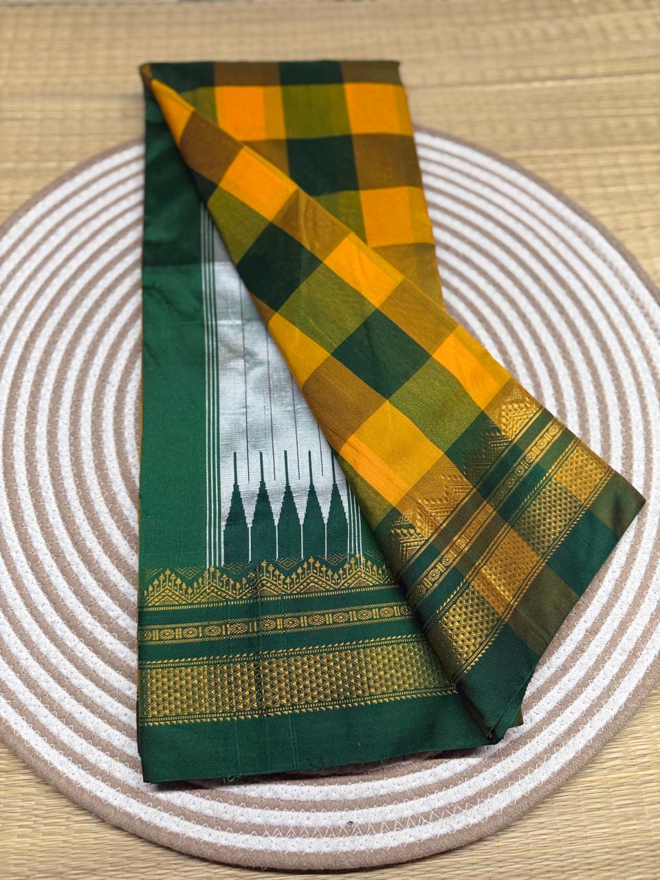Checked ilkal silk cotton saree