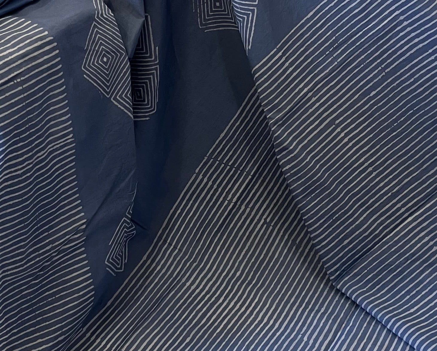 Hand printed num mul cotton saree