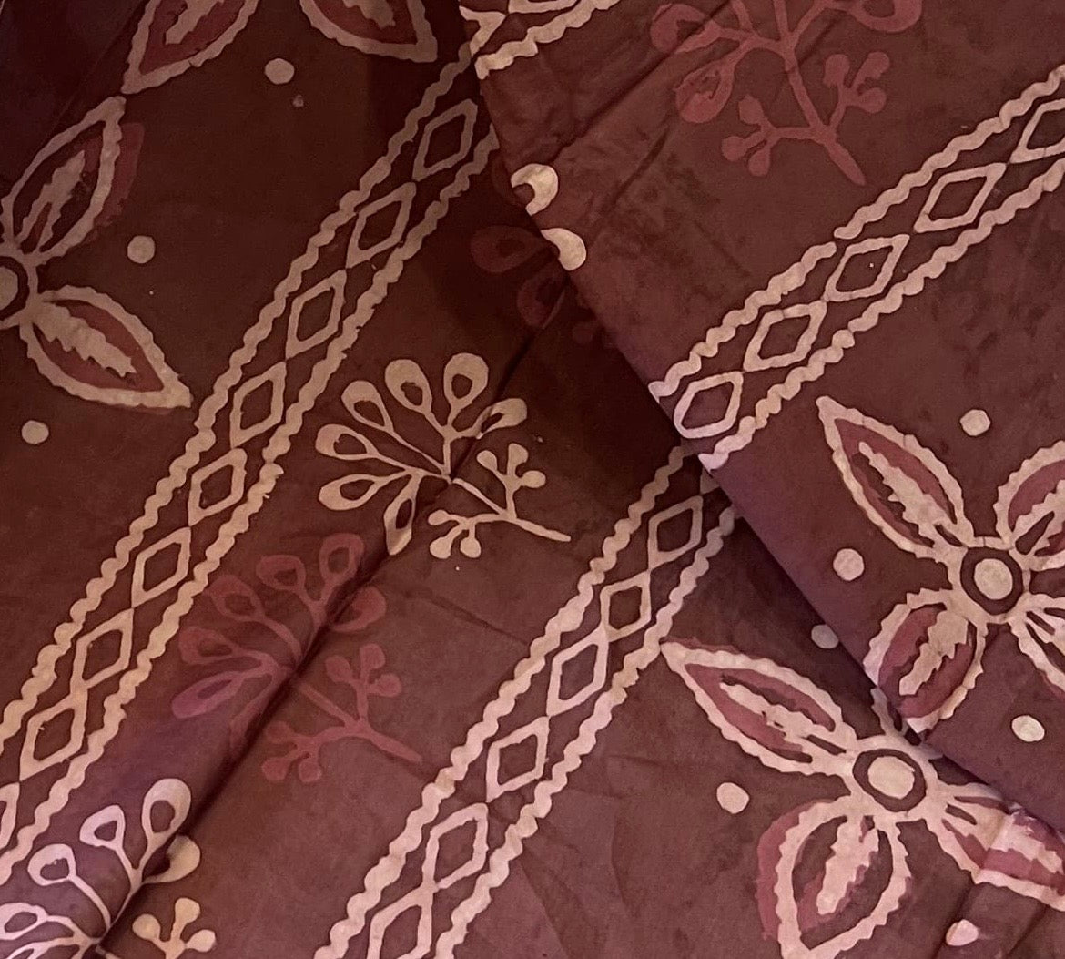 Hand printed mul mul cotton saree