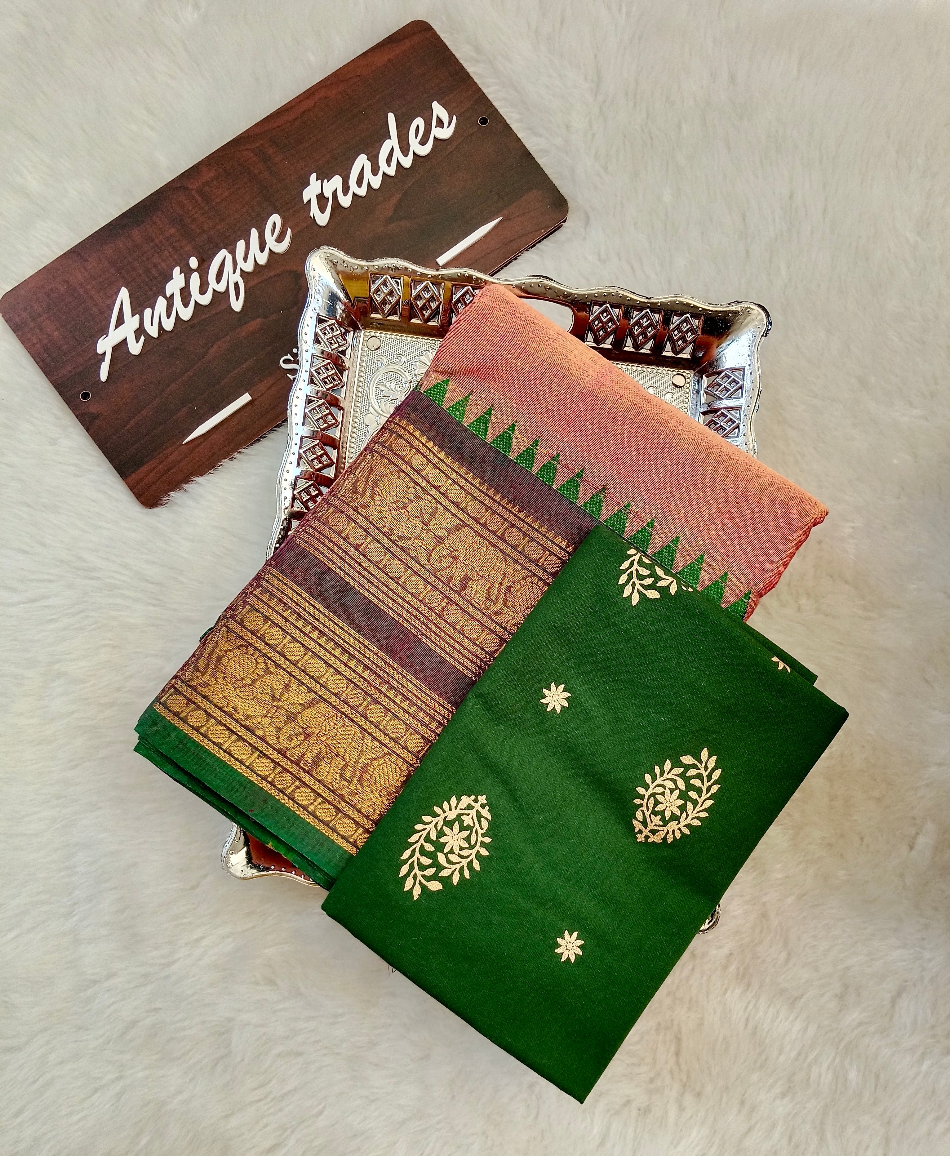 Chettinad cotton saree with extra blouse material