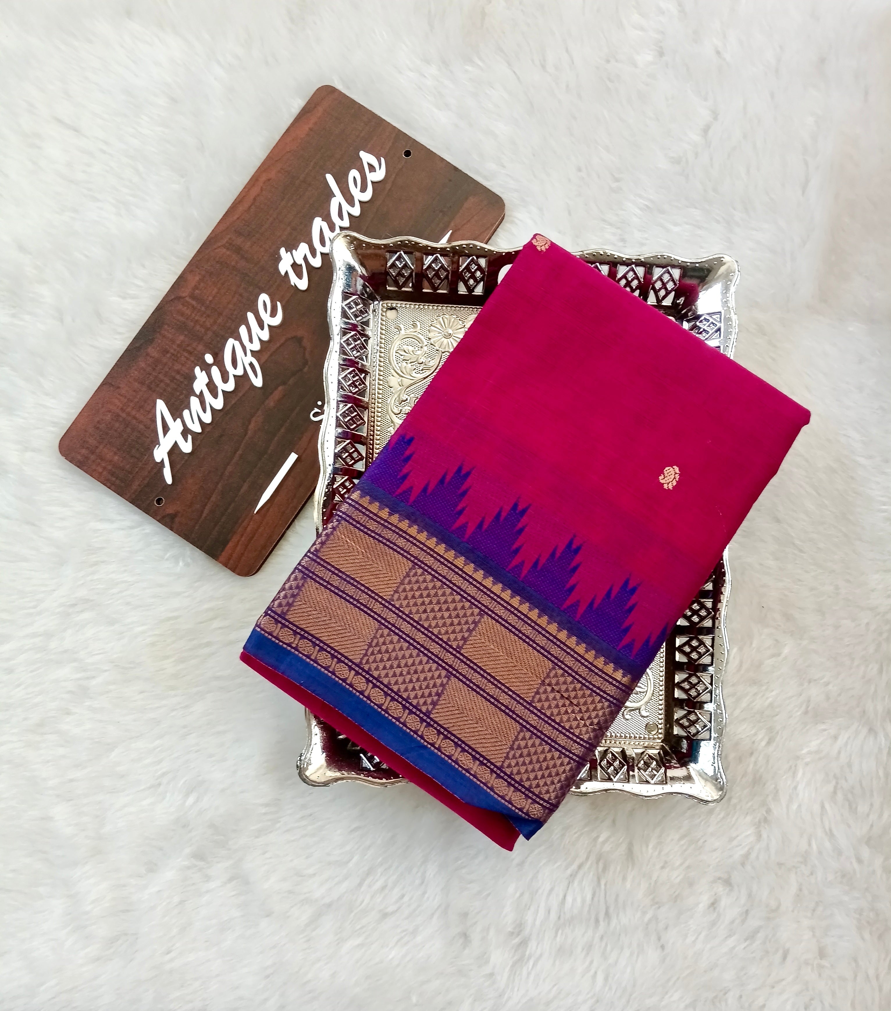 Temple Ganga Jamuna Chettinad cotton saree