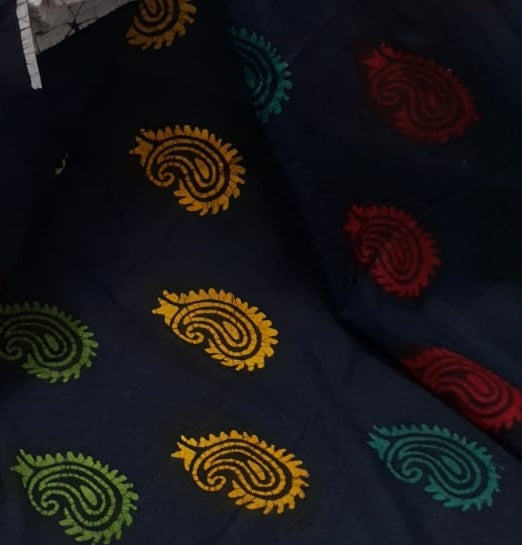 Batik printed mul mul cotton saree