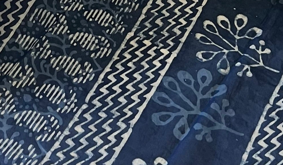 Hand printed mulmul cotton saree