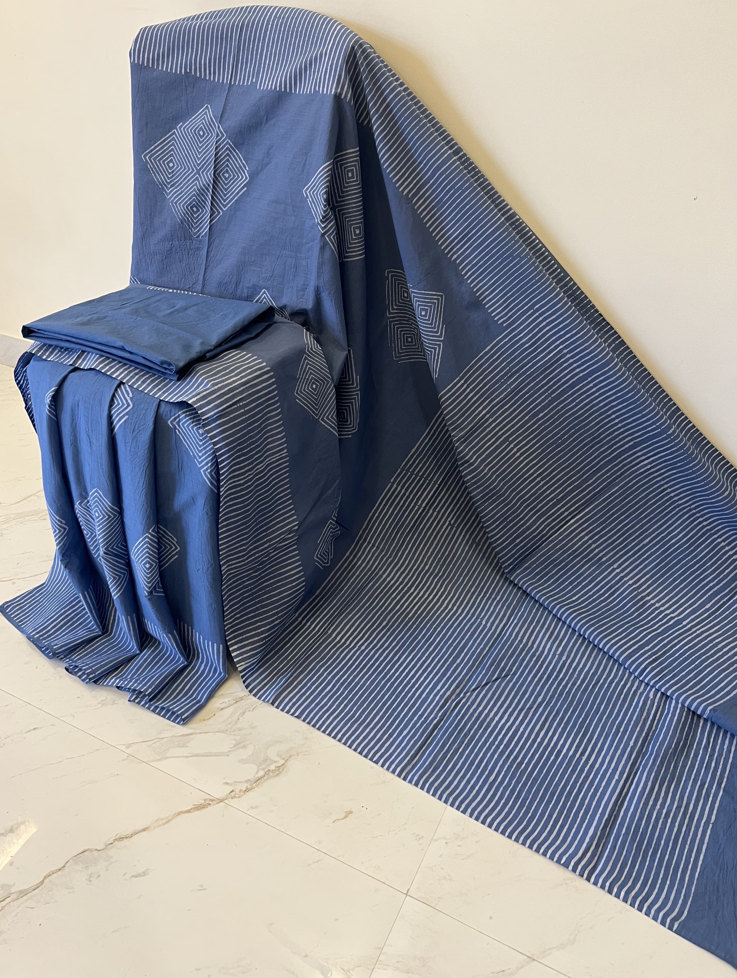 Hand printed num mul cotton saree