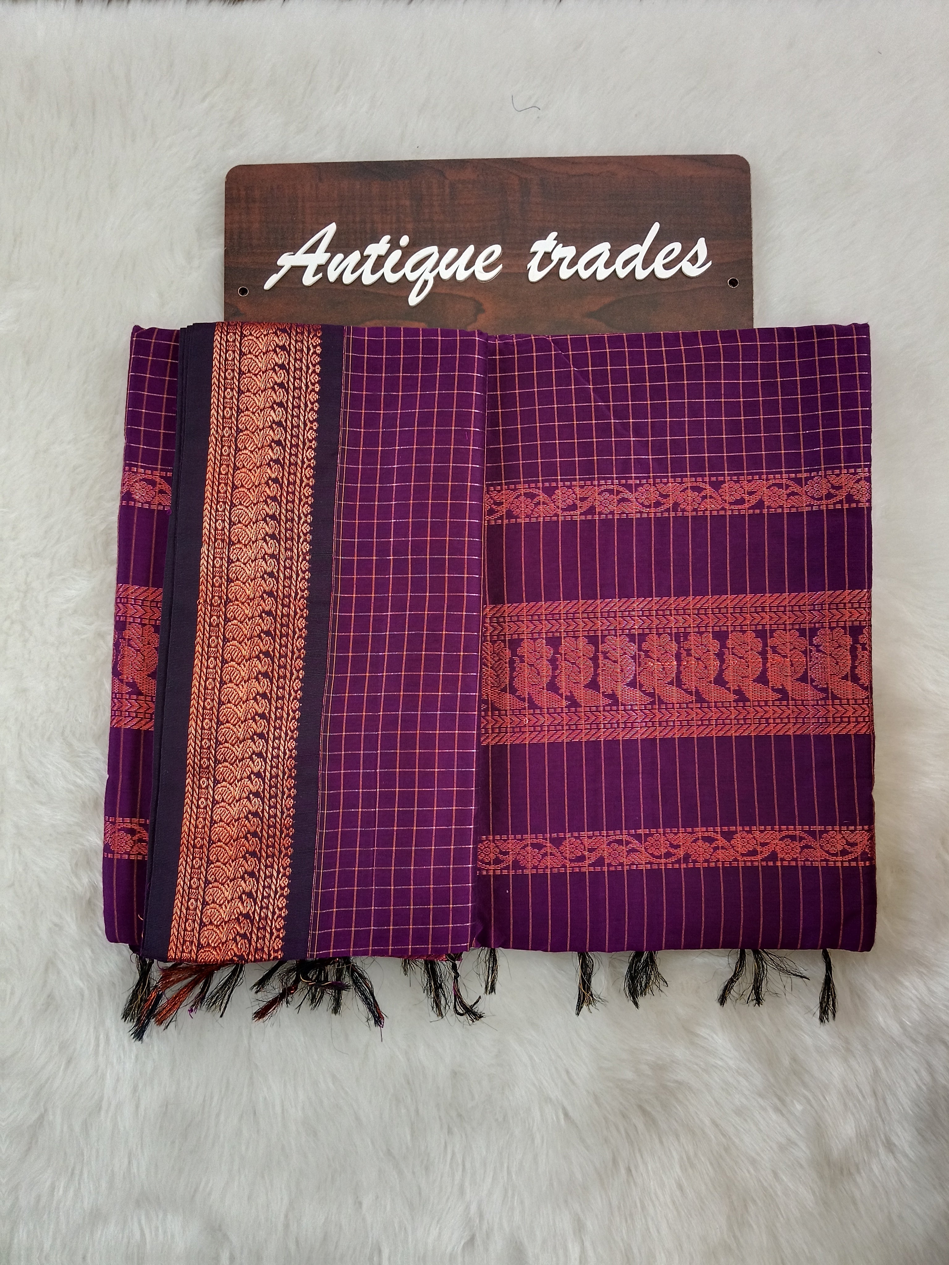 Checked kalyani silk cotton saree Running blouse