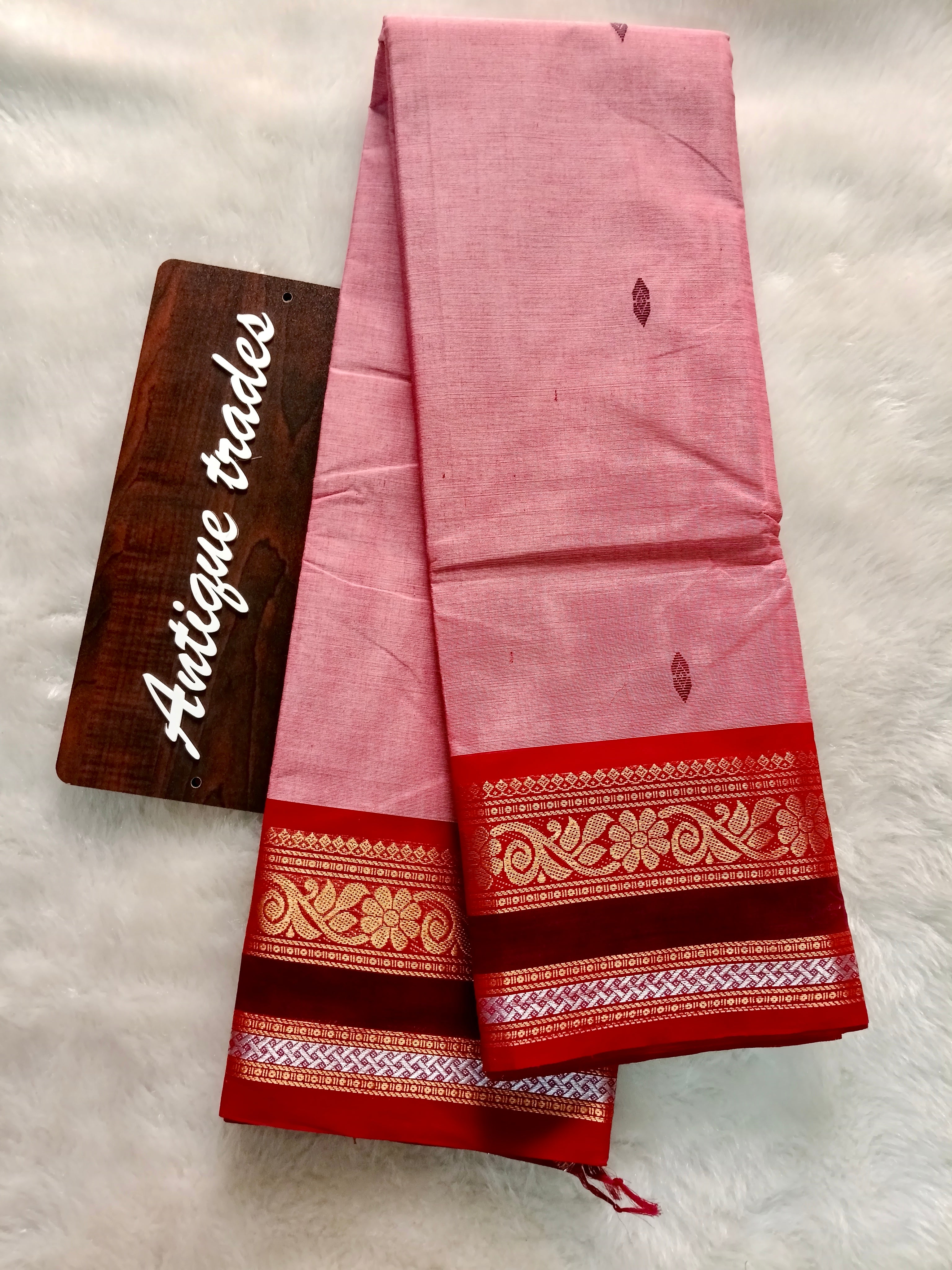 Dual tone zari Chettinad cotton saree