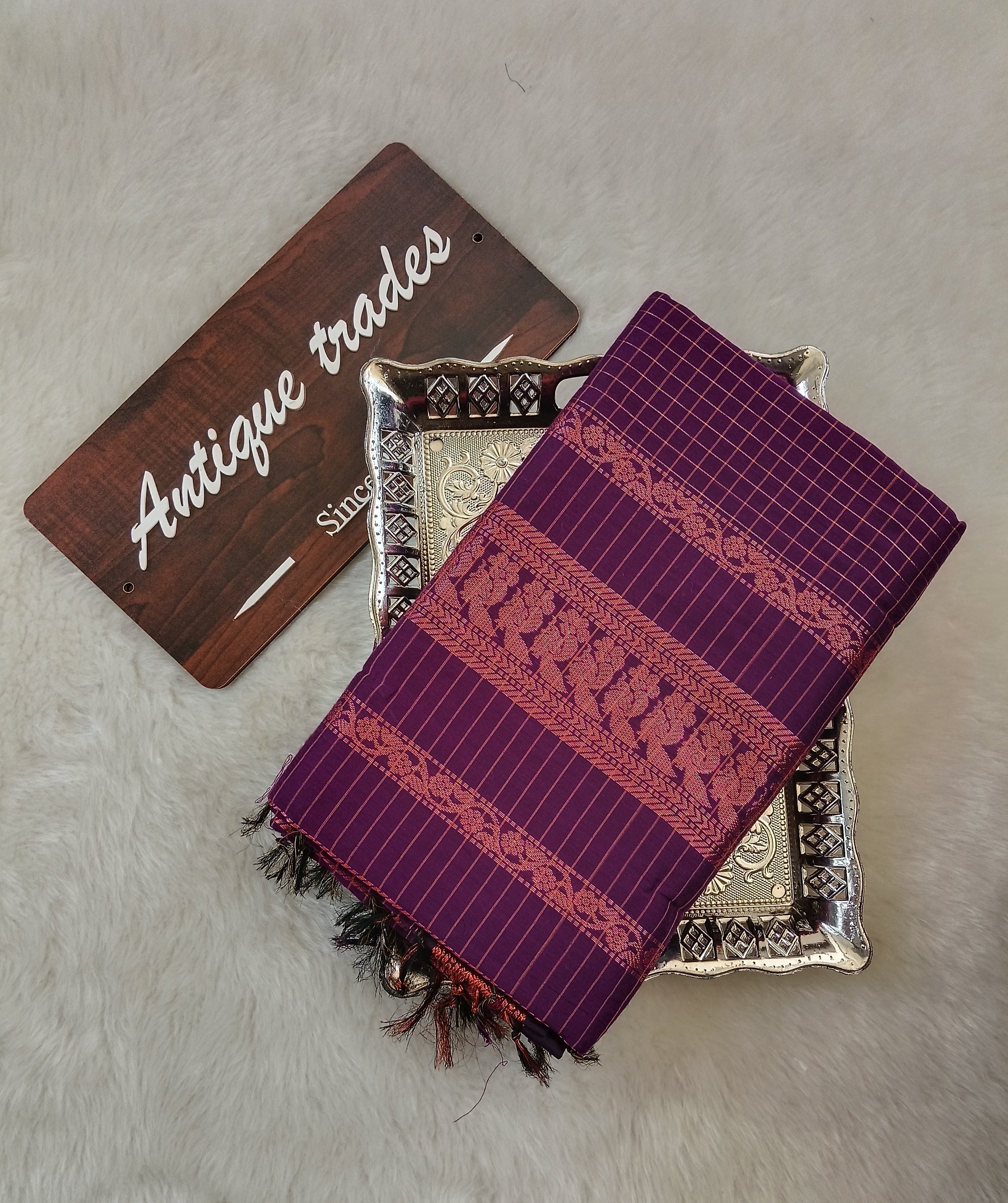 Checked kalyani silk cotton saree Running blouse