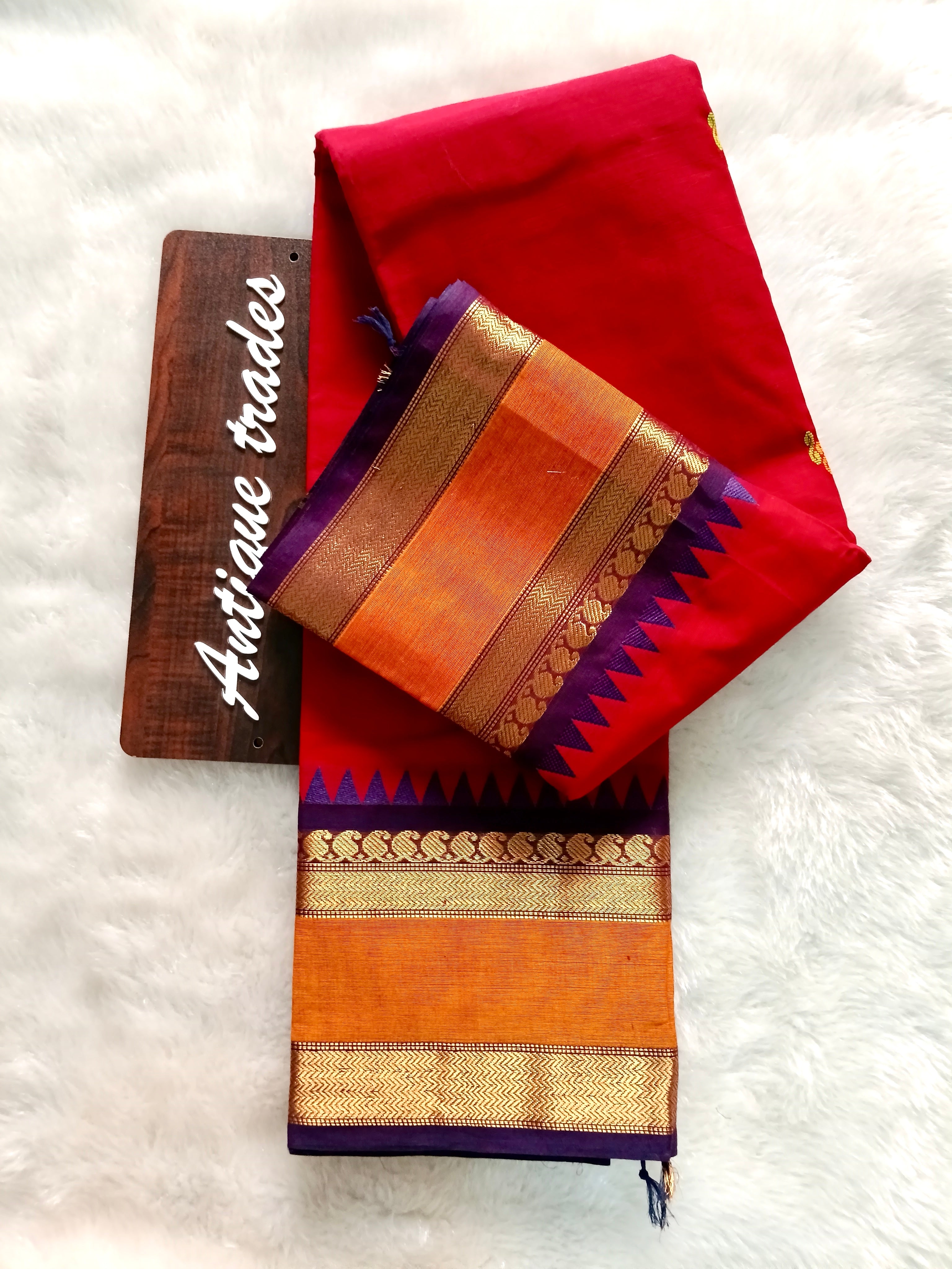 Temple border Chettinad cotton saree