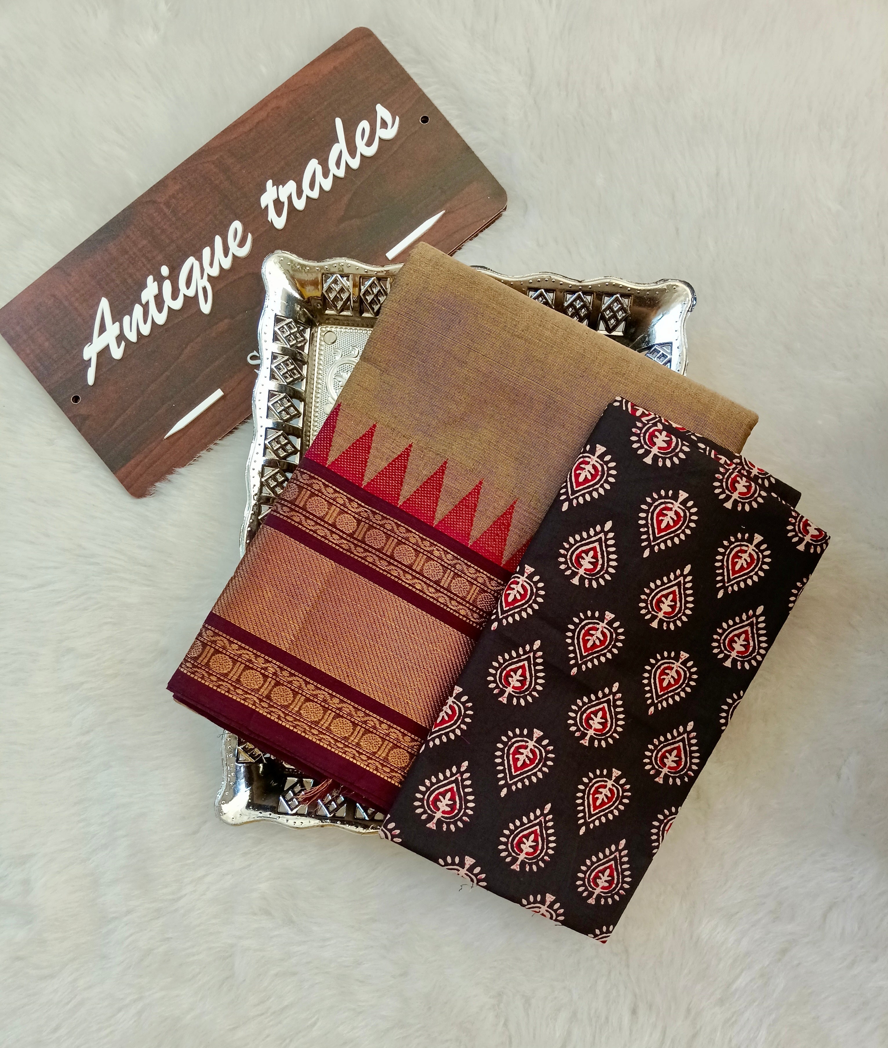 Chettinad cotton saree with kalamkari blouse material