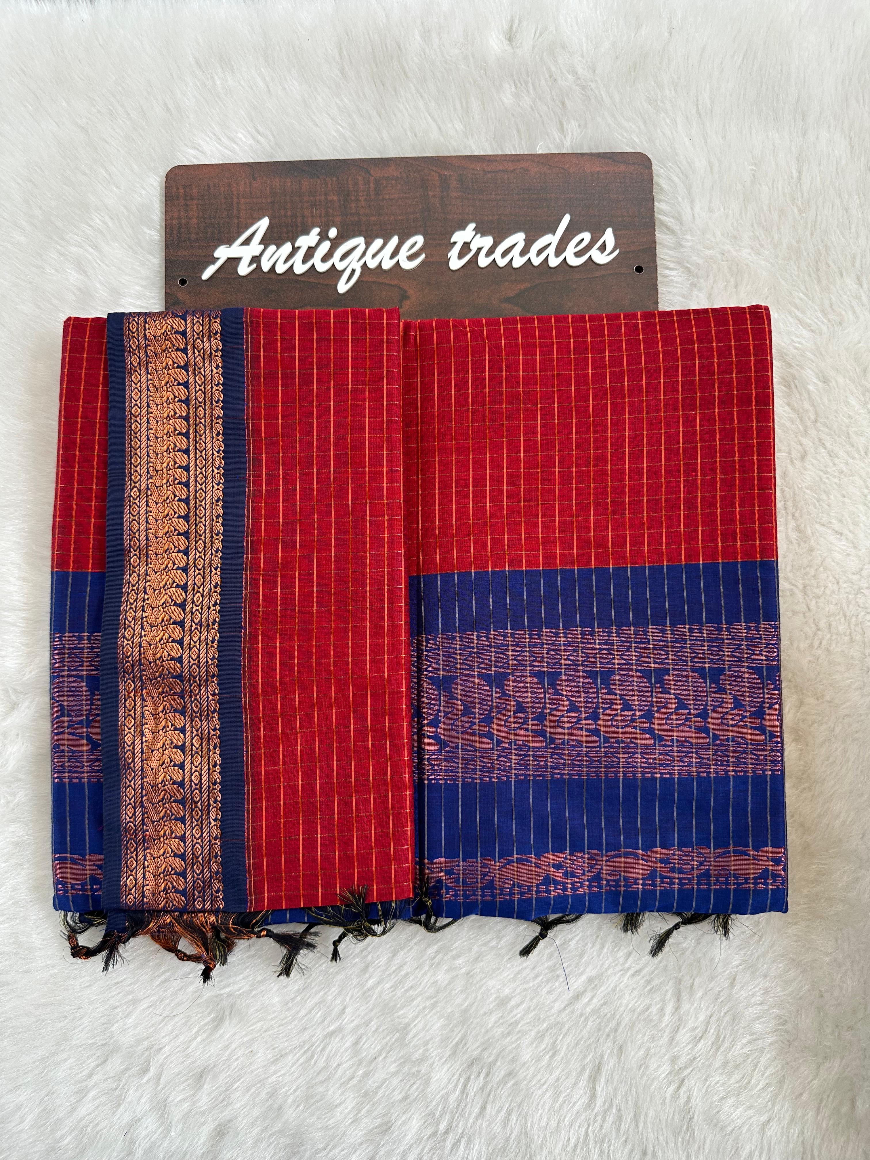 Checked kalyani silk cotton saree