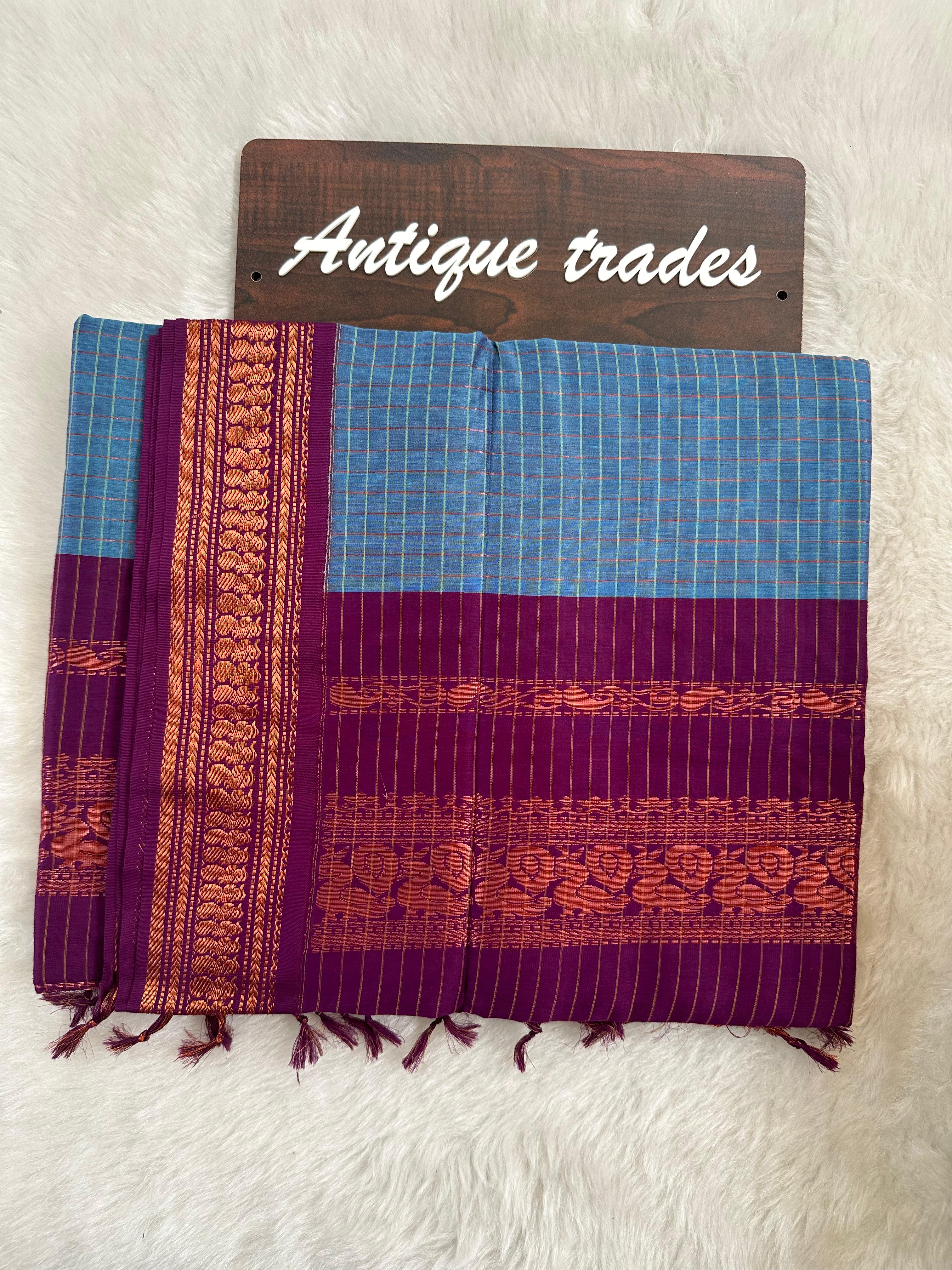 Checked kalyani silk cotton saree