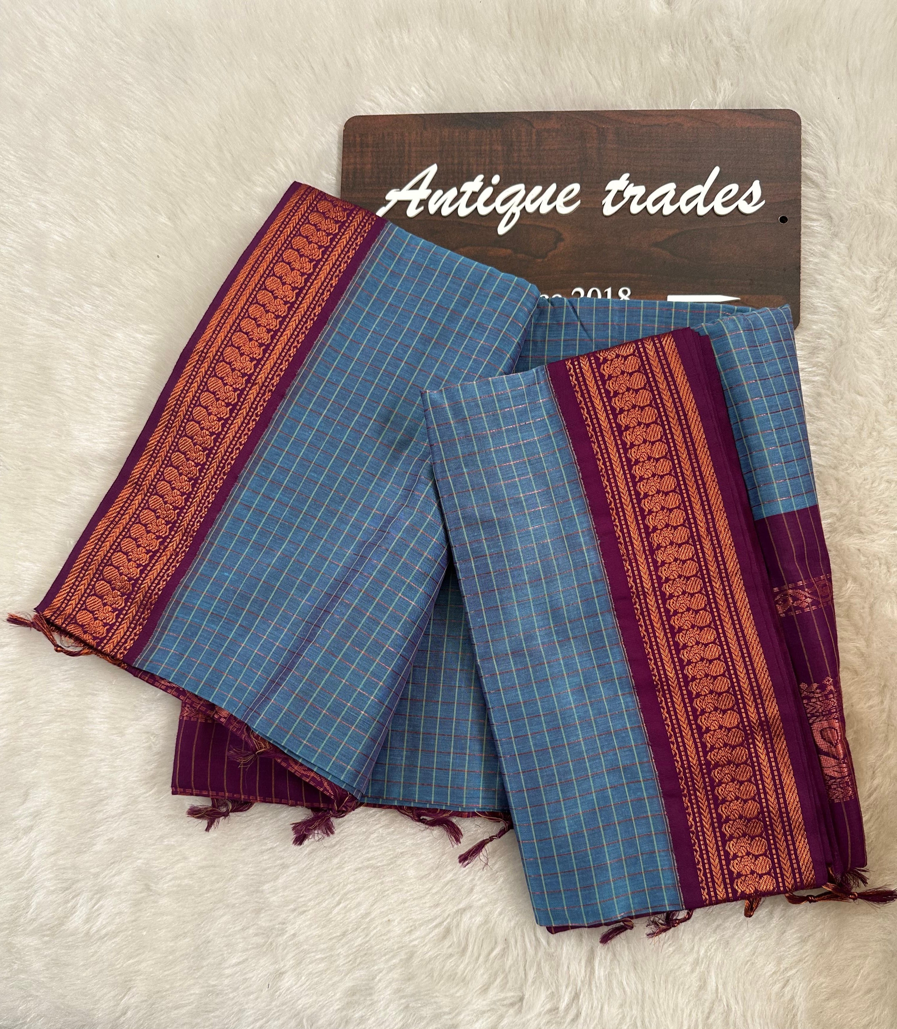 Checked kalyani silk cotton saree