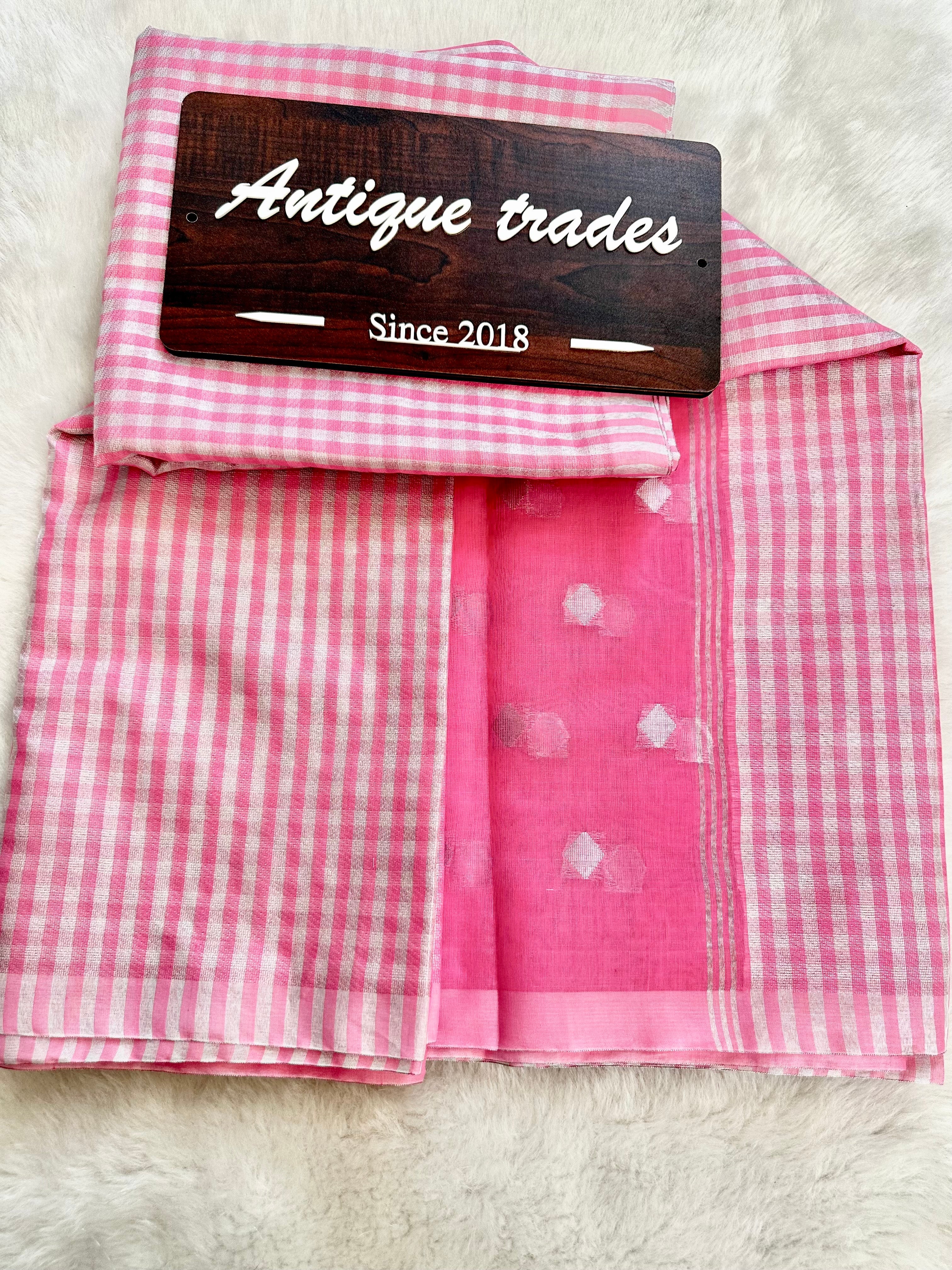 Nayan Inspired Pink Check saree