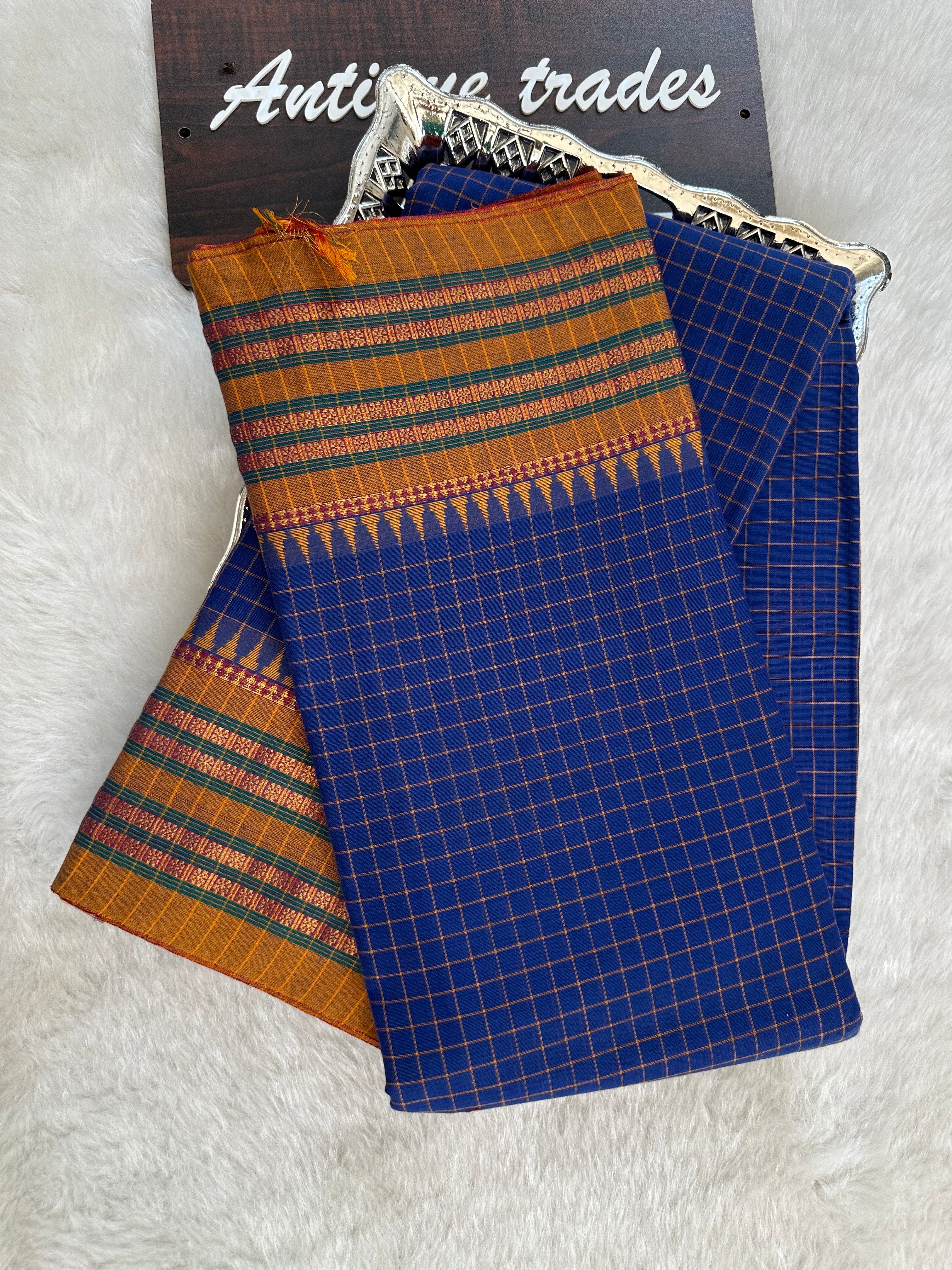 Naranyanpet checked cotton saree