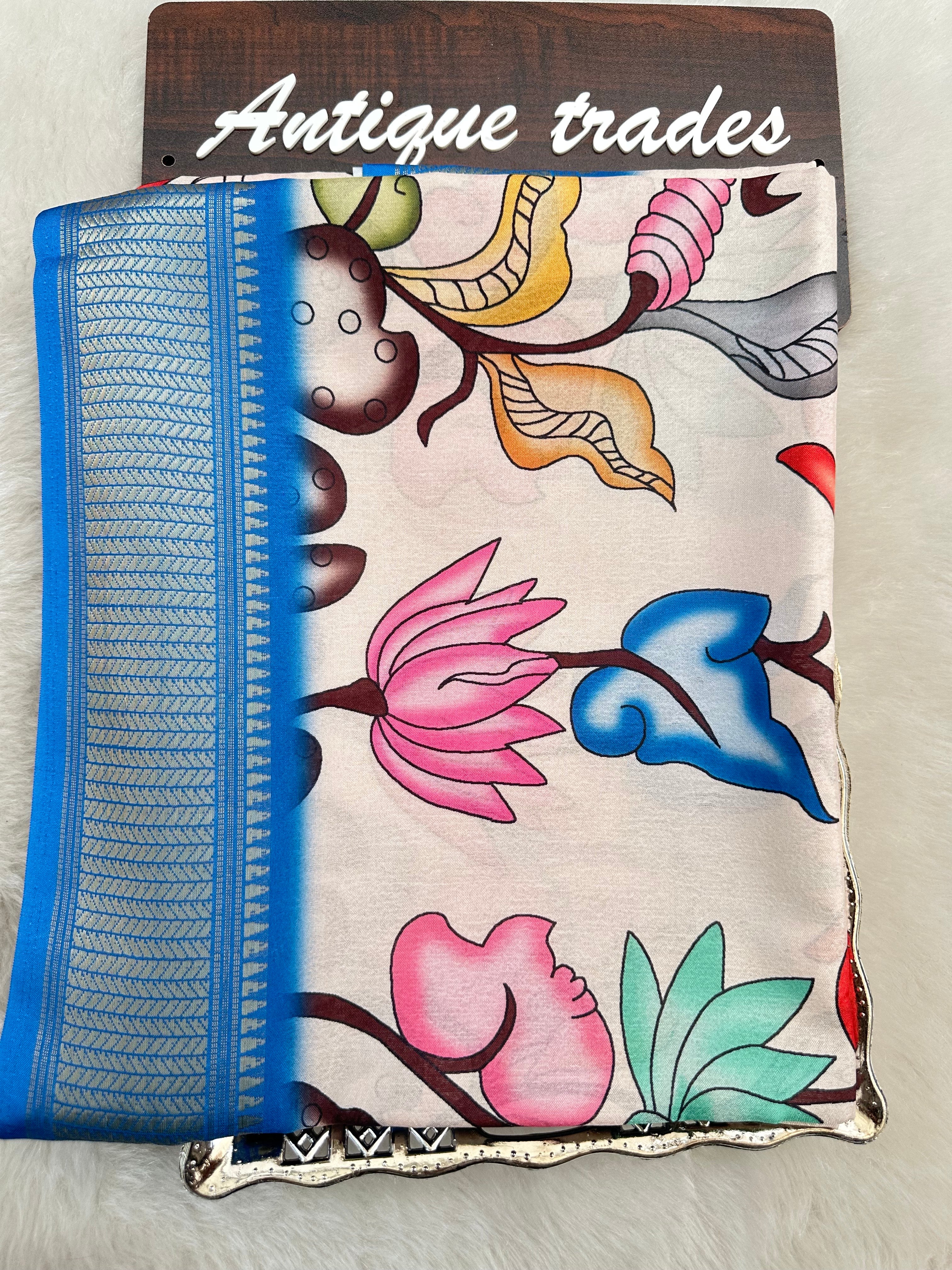 Kalamkari Print Tussar Silk Saree